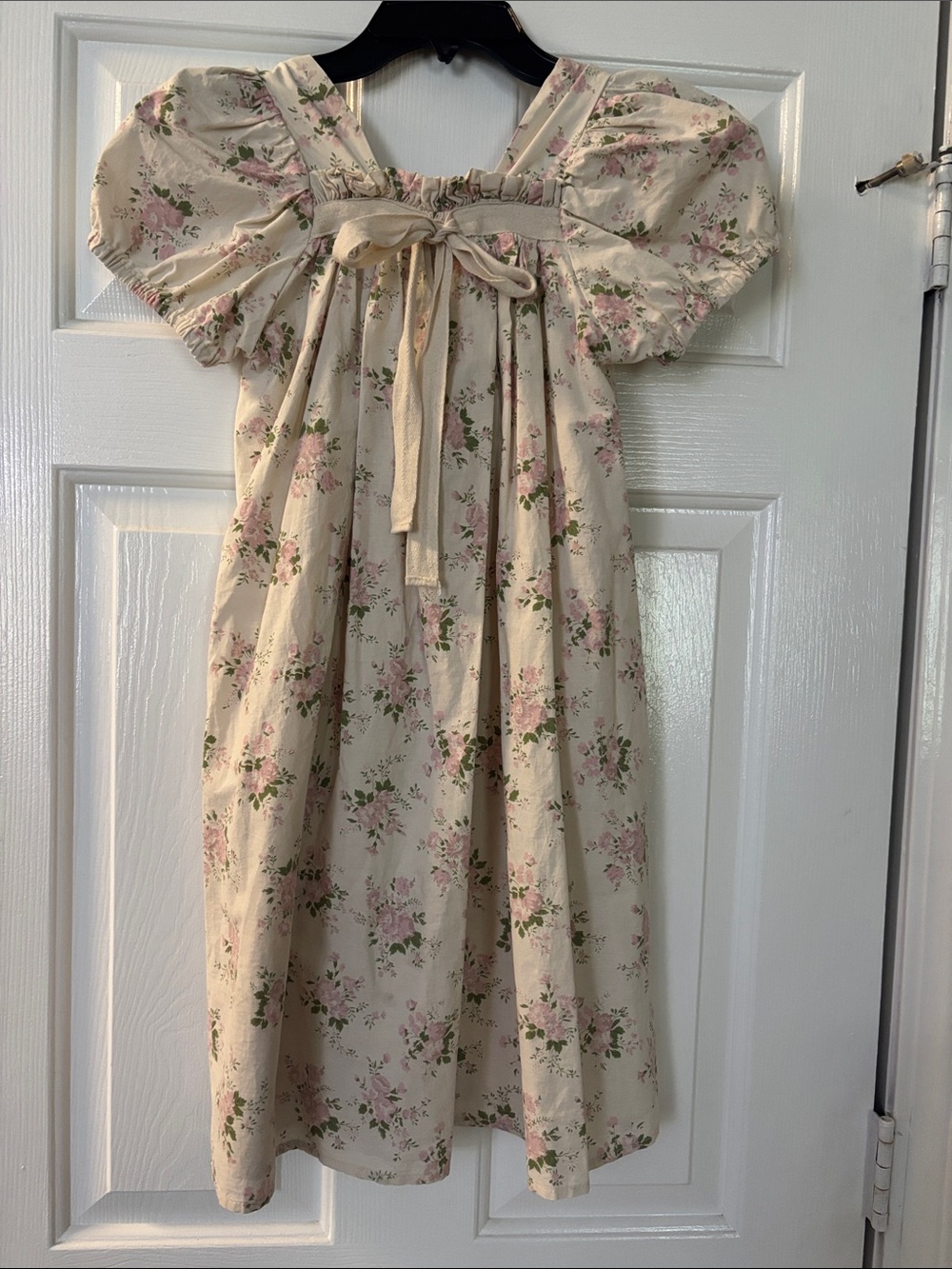 Jessica Cream Dress with Pink Floral Print